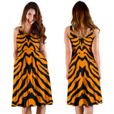 Bengal Tigers Skin Print Pattern Sleeveless Midi Dress