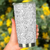 Cartoon Hand Drawn Ice Cream Black White Tumbler