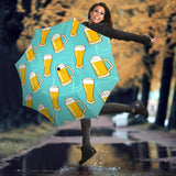 Beer Pattern Green Background Umbrella