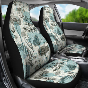 Dragonfly Butterfly Plants Insect Flower Vintage Style Pattern Universal Fit Car Seat Covers