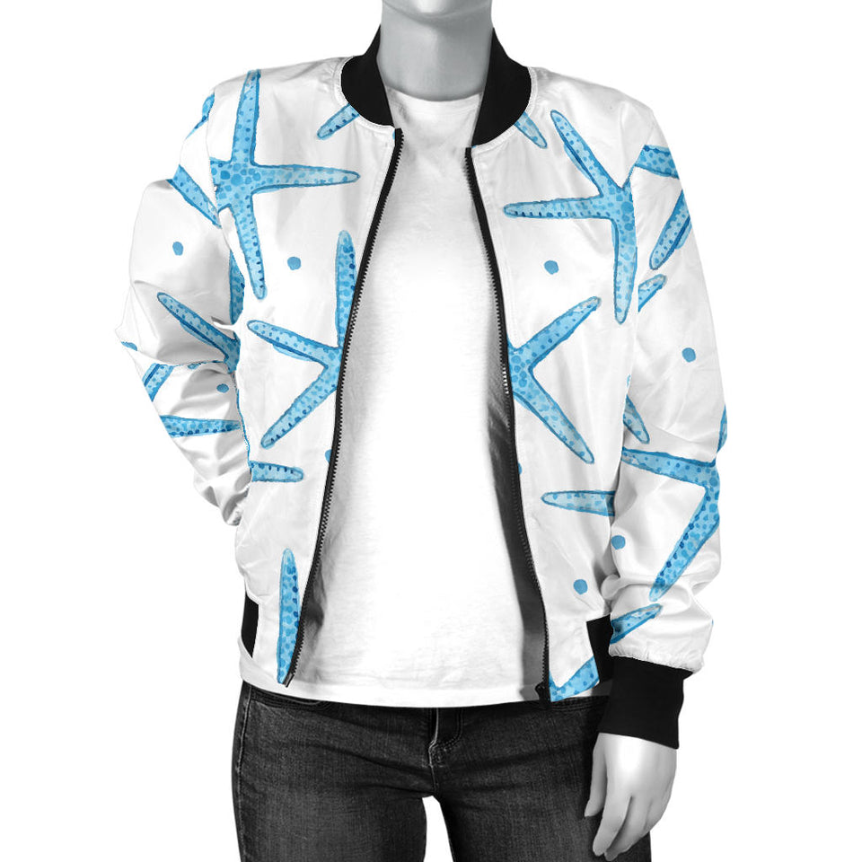 Watercolor Starfish Pattern Women'S Bomber Jacket