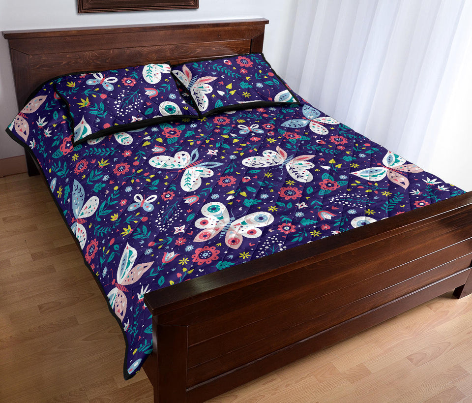 Colorful butterfly flower pattern.eps Quilt Bed Set