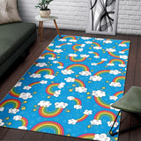 Rainbows Sky Clouds Pattern Area Rug