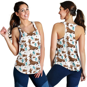 sea lion Seals jellyfish pattern Women Racerback Tank Top