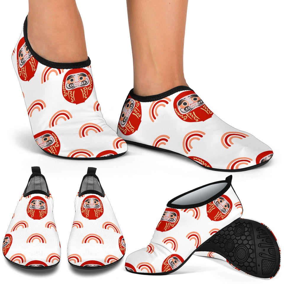 Daruma Japanese Wooden Doll Design Pattern Aqua Shoes