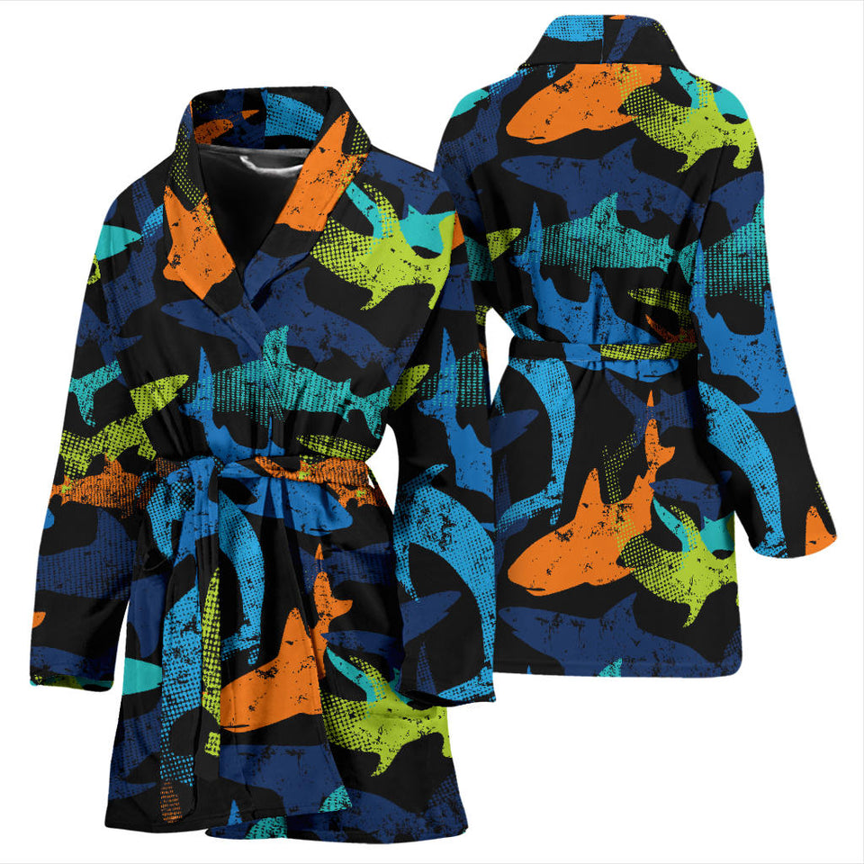 Colorful Shark Women'S Bathrobe