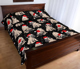 Christmas Pugs Santa_s red cap pattern Quilt Bed Set