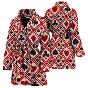 Casino Cards Suits Pattern Print Design 03 Women's Bathrobe