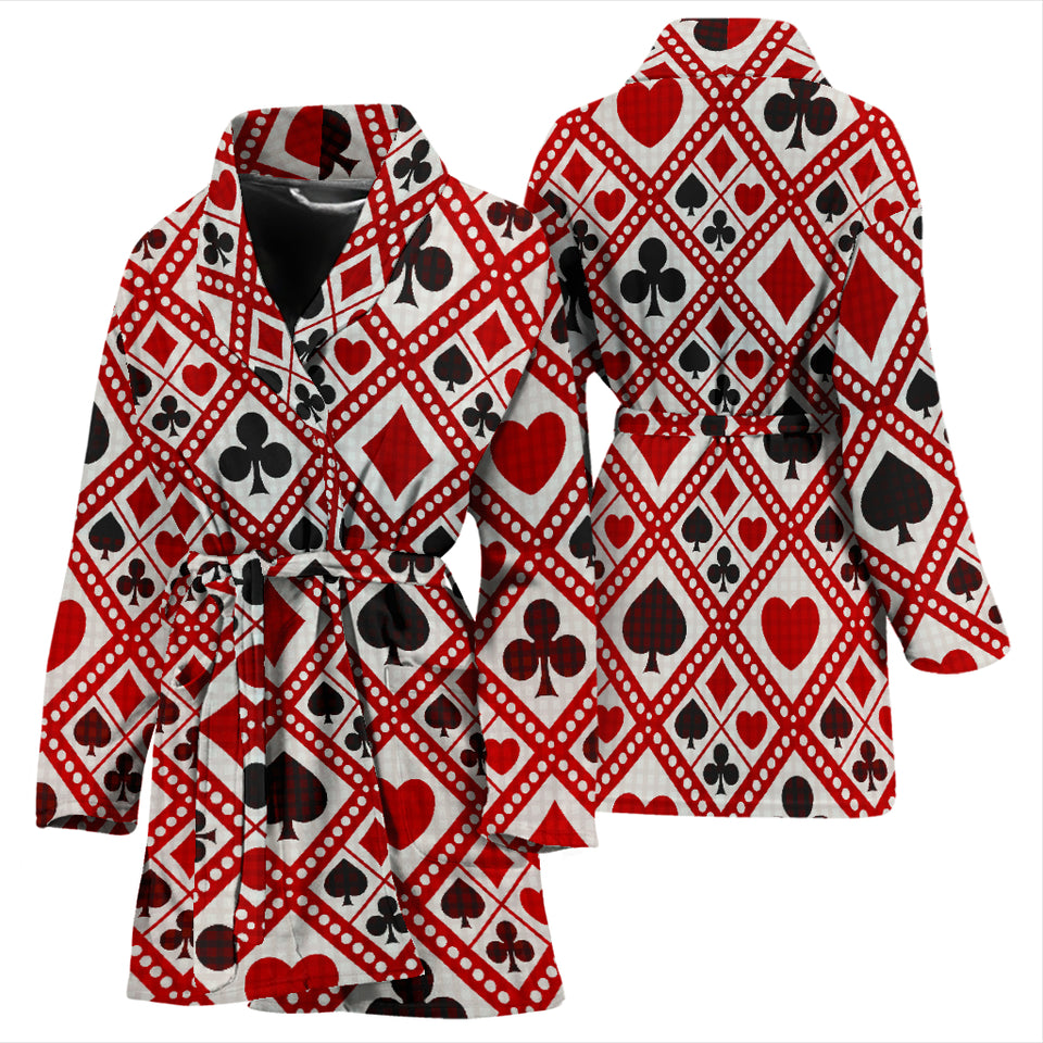 Casino Cards Suits Pattern Print Design 03 Women's Bathrobe