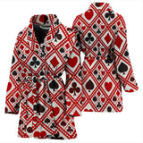 Casino Cards Suits Pattern Print Design 03 Women's Bathrobe