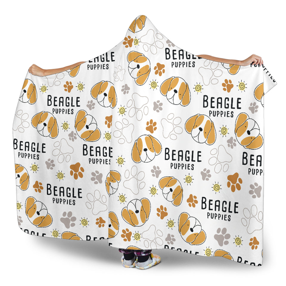 Cute Beagle Dog Pattern Background Hooded Blanket