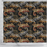 Chameleon Lizard Tropical Leaves Palm Tree Shower Curtain Fulfilled In US