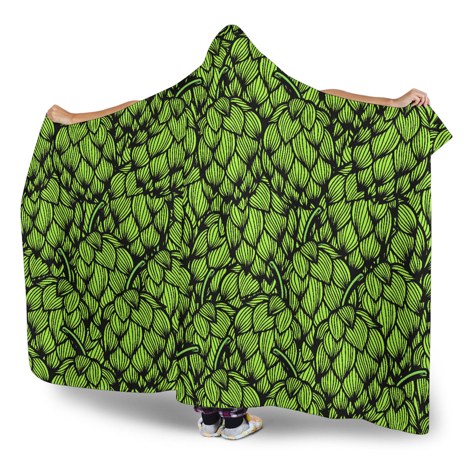 Green Hop Pattern Hooded Blanket