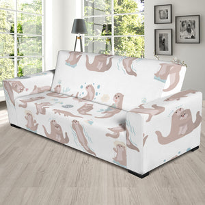 Cute Sea Otters Pattern Sofa Slipcover