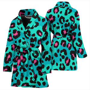Green Leopard Skin Print Pattern Women'S Bathrobe