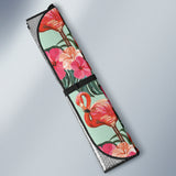 Beautiful Flamingo Tropical Palm Leaves Hibiscus Pateern Background Car Sun Shade