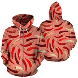 Beautiful Chili Peppers Pattern Zip Up Hoodie