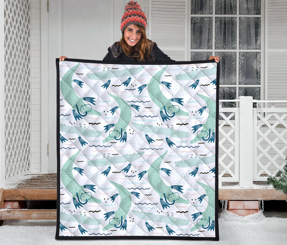 Crocodile Diver Pattern Premium Quilt