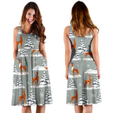 Beautiful Deers Winter Christmas Sleeveless Midi Dress