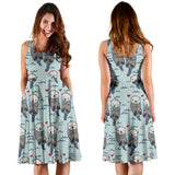 Lovely Sea Otter Pattern Sleeveless Midi Dress