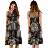 Eagle Pattern Print Design 05 Sleeveless Midi Dress