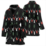 Deer Christmas New Year Pattern Argyle Women'S Bathrobe