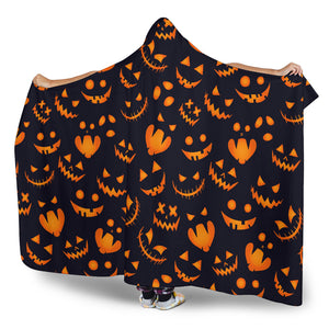 Halloween Pattern Pumpkin Background Hooded Blanket