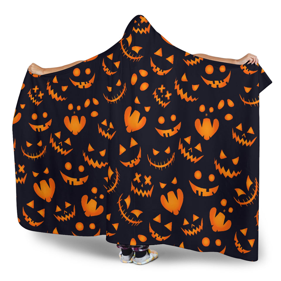 Halloween Pattern Pumpkin Background Hooded Blanket