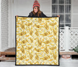 Saxophone Cornet Pattern Yellow Background Premium Quilt