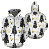 Christmas Tree Holly Snow Star Pattern Zip Up Hoodie