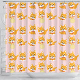 Cute Shiba Inu Dog Pattern  Shower Curtain Fulfilled In US