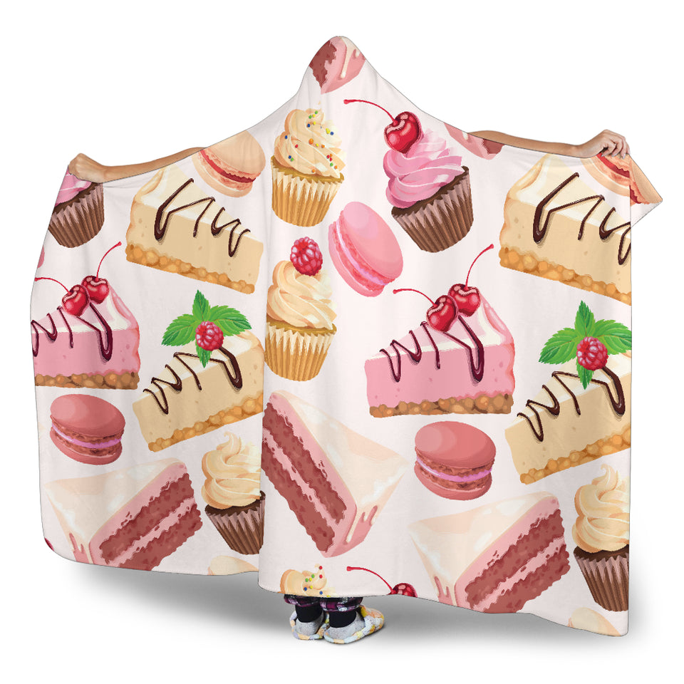 Cake Cupcake Sweets Pattern Hooded Blanket