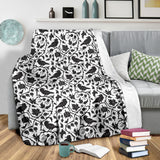 Crow Dark Floral Pattern Premium Blanket