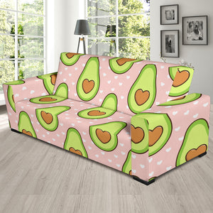 Avocado Heart Pink Background Sofa Slipcover
