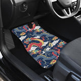 Blue Red Dragon Cloud Pattern Front And Back Car Mats