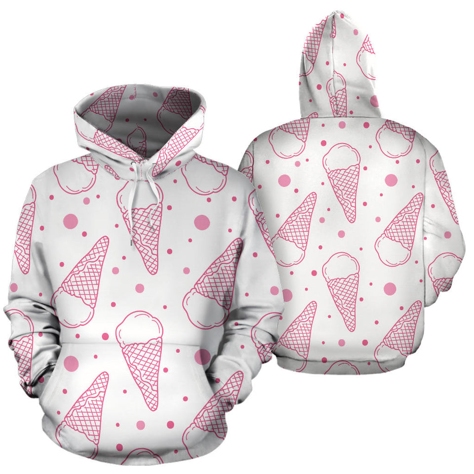 Hand Drawn Ice Cream Pattern Men Women Pullover Hoodie