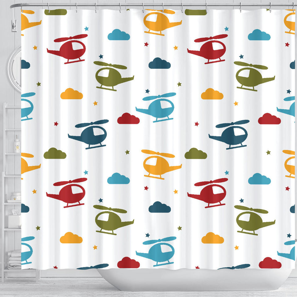 Colorful Helicopter Pattern Shower Curtain Fulfilled In US