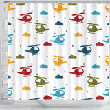 Colorful Helicopter Pattern Shower Curtain Fulfilled In US