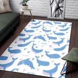 Blue Whale Pattern Area Rug