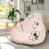 Cute Bee Flower Pattern Pink Background Bean Bag Cover