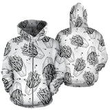 Hand Drawn French Fries Pattern Zip Up Hoodie