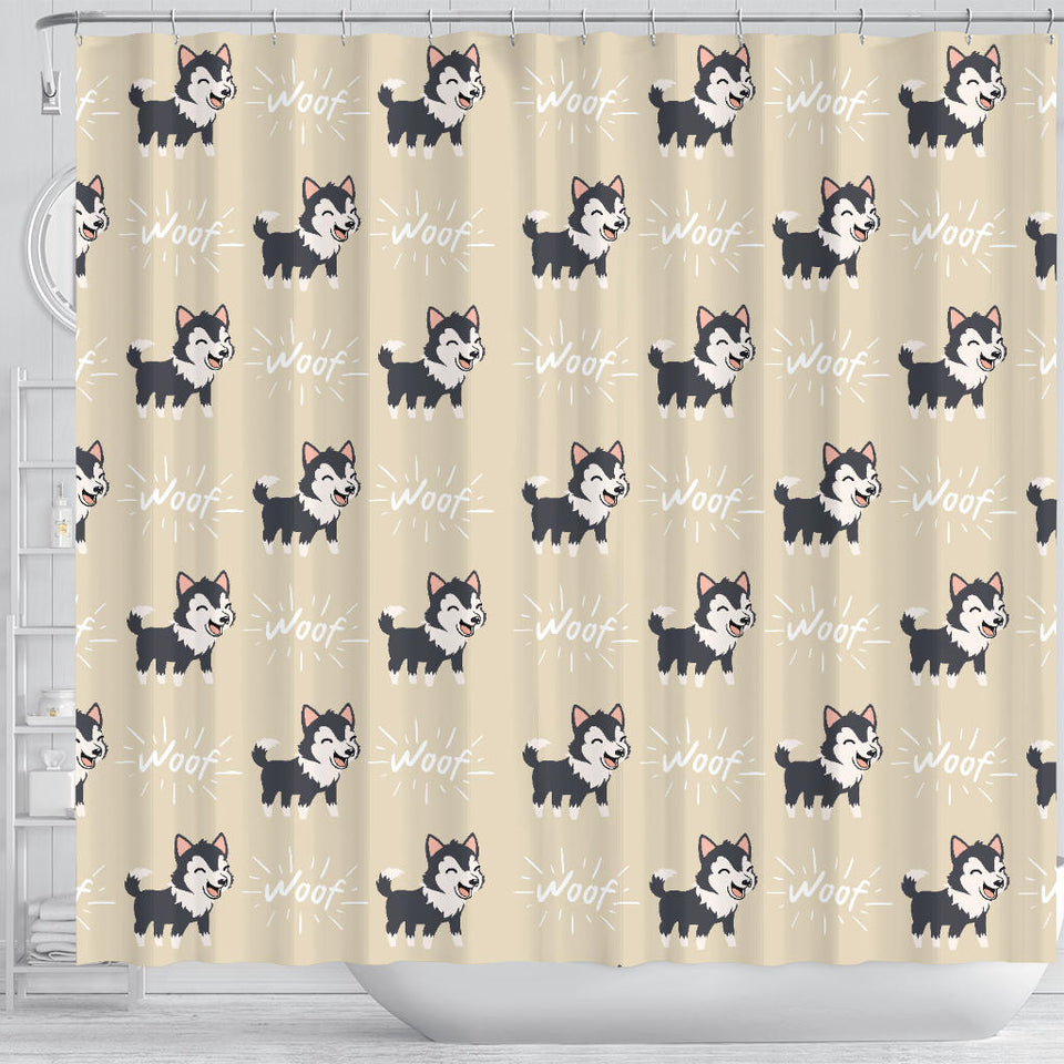 Cute Siberian Husky Shower Curtain Fulfilled In US