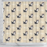 Cute Siberian Husky Shower Curtain Fulfilled In US