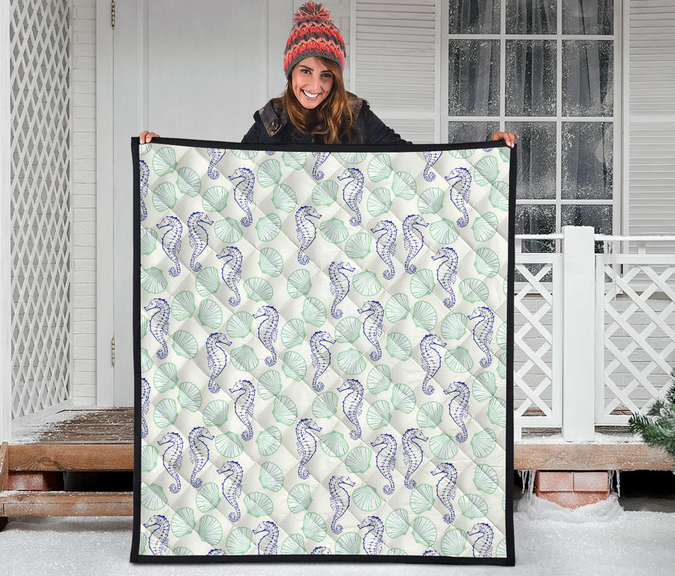 Seahorse Shell Pattern Premium Quilt