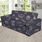 Sushi Pattern Black Background Sofa Slipcover