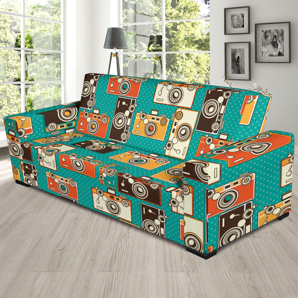 Camera Pattern Print Design 03 Sofa Slipcover