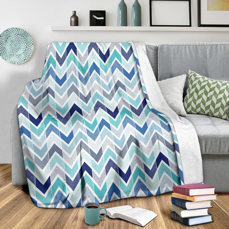 Zigzag  Chevron Blue Pattern Premium Blanket