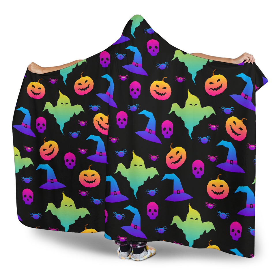 Colorful Halloween Background Hooded Blanket