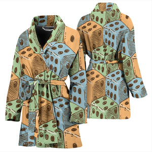 Dice Pattern Print Design 05 Women's Bathrobe