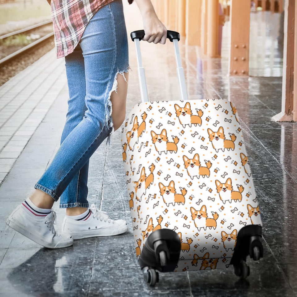 Cute Corgi Heart Star Bone Pattern Luggage Covers